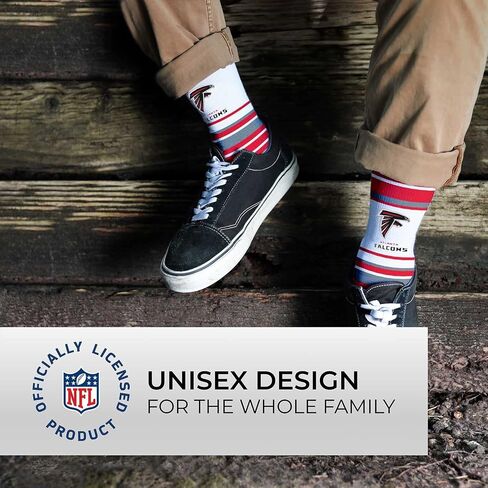FBF NFL Adult Striped Dress Socks - Premium Quality - Machine Washable - Perfect for Game Day and Everyday Wear (Atlanta Falcons - Red) in Saudi Arabia