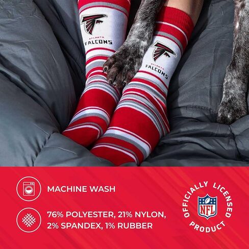FBF NFL Adult Striped Dress Socks - Premium Quality - Machine Washable - Perfect for Game Day and Everyday Wear (Atlanta Falcons - Red) in Saudi Arabia