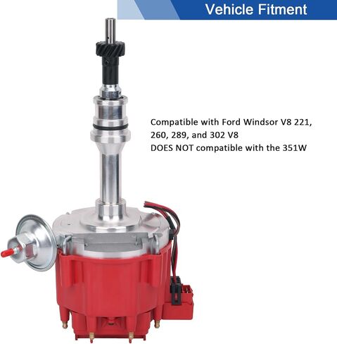 موزع الإشعال مع ملف 65 كيلو فولت SBF كتلة صغيرة Ford 221 260 289 302 5.0L متوافق مع Ford 300 E-100 F-150 Econoline Mustang Fairmont، بديل لـ 1030213 PE330U، غطاء أحمر in Saudi Arabia