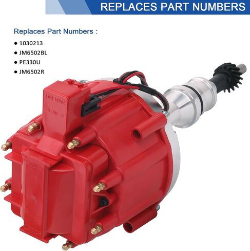 موزع الإشعال مع ملف 65 كيلو فولت SBF كتلة صغيرة Ford 221 260 289 302 5.0L متوافق مع Ford 300 E-100 F-150 Econoline Mustang Fairmont، بديل لـ 1030213 PE330U، غطاء أحمر in Saudi Arabia