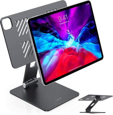 Magnetic Stand for iPad Pro 11 inch, [70* N52 Magnets Powerful] [Painter & Gamer Friendly] Aluminum Alloy iPad Stand for Desk Holder 180 Adjustable 360 Rotatable (Black) in Saudi Arabia