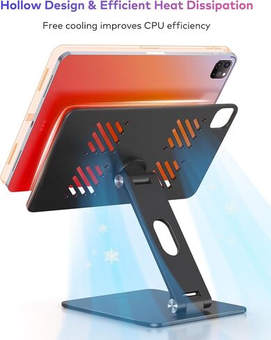 Magnetic Stand for iPad Pro 11 inch, [70* N52 Magnets Powerful] [Painter & Gamer Friendly] Aluminum Alloy iPad Stand for Desk Holder 180 Adjustable 360 Rotatable (Black) in Saudi Arabia