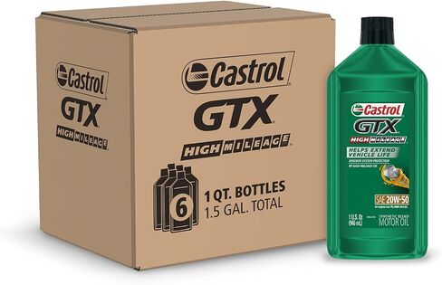 Castrol Edge High Mileage 20W-50 Advanced Full Synthetic Motor Oil, 1 Quart, Pack of 6 in Saudi Arabia