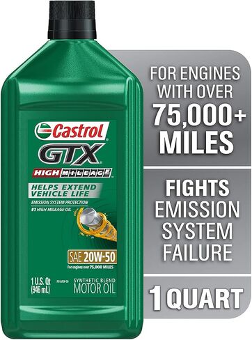 Castrol Edge High Mileage 20W-50 Advanced Full Synthetic Motor Oil, 1 Quart, Pack of 6 in Saudi Arabia