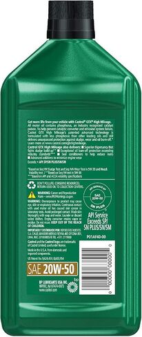 Castrol Edge High Mileage 20W-50 Advanced Full Synthetic Motor Oil, 1 Quart, Pack of 6 in Saudi Arabia