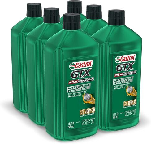 Castrol Edge High Mileage 20W-50 Advanced Full Synthetic Motor Oil, 1 Quart, Pack of 6 in Saudi Arabia