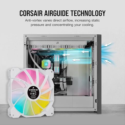 CORSAIR iCUE SP140 RGB Elite (CO-9050139) أداء 140 مم - مجموعة مراوح مزدوجة PWM بيضاء مع عقدة إضاءة CORE (متجددة) in Kuwait