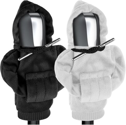 Hoodie Car Gear Shift Cover, 2Pcs Funny Universal Shift Knob Cover Car Shifter Stick Protector Car Shifter Hoodie Decoration Fashionable Automotive Interior Accessories Mini Shifter Hoodie(A) in Saudi Arabia