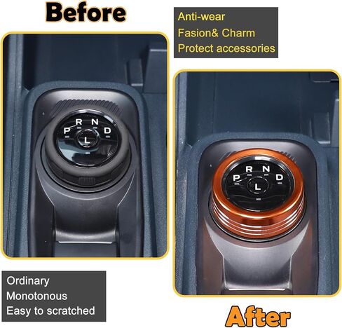 CHEAYAR Gear Shift Switch Button Ring غطاء الكسوة مناسب لـ Ford Maverick 2022 2023، غطاء مقبض ناقل الحركة من الألومنيوم، غطاء مقبض ناقل الحركة الداخلي لحماية رأس ناقل الحركة (برتقالي) in Kuwait