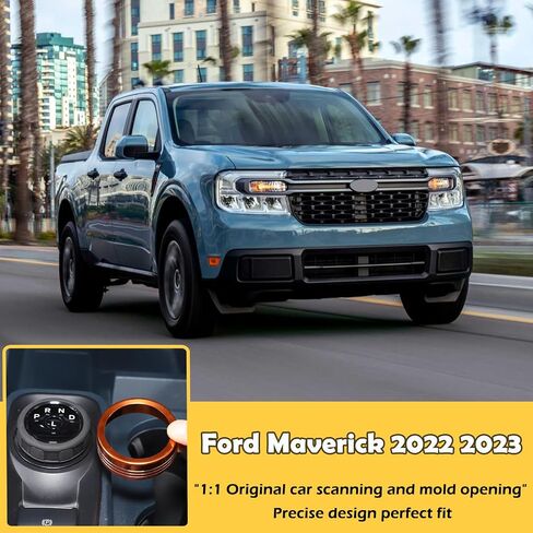 CHEAYAR Gear Shift Switch Button Ring غطاء الكسوة مناسب لـ Ford Maverick 2022 2023، غطاء مقبض ناقل الحركة من الألومنيوم، غطاء مقبض ناقل الحركة الداخلي لحماية رأس ناقل الحركة (برتقالي) in Kuwait