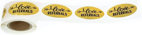 I Love Referrals - Oval Gold Foil Stickers - Great Real Estate Agents and Sales Supplies (Roll of 100, I Love Referrals) in Kuwait