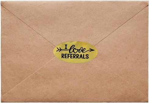 I Love Referrals - Oval Gold Foil Stickers - Great Real Estate Agents and Sales Supplies (Roll of 100, I Love Referrals) in Kuwait