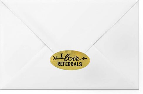 I Love Referrals - Oval Gold Foil Stickers - Great Real Estate Agents and Sales Supplies (Roll of 100, I Love Referrals) in Kuwait