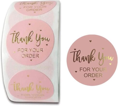 1.0 Inch Thank You Sticker Foil Thank You for Supporting My Small Business Labels for Packages Gift Bags Wedding Favors Envelopes Bakery(1 Roll,500 Stickers) in Kuwait