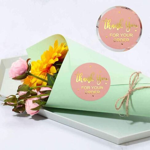 1.0 Inch Thank You Sticker Foil Thank You for Supporting My Small Business Labels for Packages Gift Bags Wedding Favors Envelopes Bakery(1 Roll,500 Stickers) in Kuwait