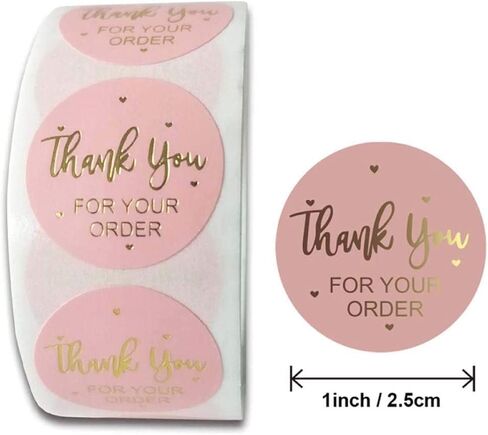 1.0 Inch Thank You Sticker Foil Thank You for Supporting My Small Business Labels for Packages Gift Bags Wedding Favors Envelopes Bakery(1 Roll,500 Stickers) in Kuwait