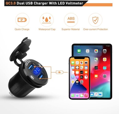 GOOACC 4 Gang Rocker Switch Box 12V SPST ON Off Switch QC 3.0 USB Charger Voltmeter Waterproof Aluminum Rocker Switch Panel Night Glow Stickers for Boats Cars RVs Trucks, 2 Years Warranty in Saudi Arabia
