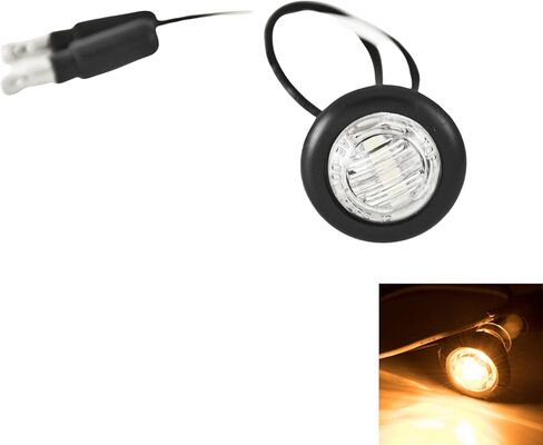 3/4 (.75 Inch) Mini Clear Lens Amber 3 LED Clearance Lamp Round Indicator Fender Side Marker Lights Waterproof with Black Ring Camper Van Truck Trailer Pickup ATV 12V DC 2835 SMD 12V in Saudi Arabia