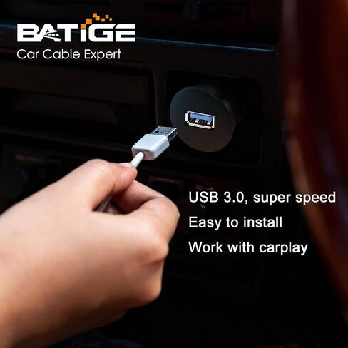 BATIGE 5 Pack Single Port USB 3.0 Car Mount Flush Cable USB 3.0 Male to Female Extension Waterproof for Car Truck Boat Motorcycle Dashboard Panel 3ft in Kuwait