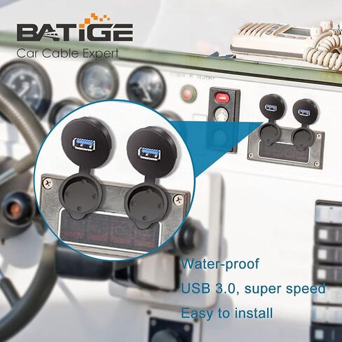 BATIGE 5 Pack Single Port USB 3.0 Car Mount Flush Cable USB 3.0 Male to Female Extension Waterproof for Car Truck Boat Motorcycle Dashboard Panel 3ft in Kuwait