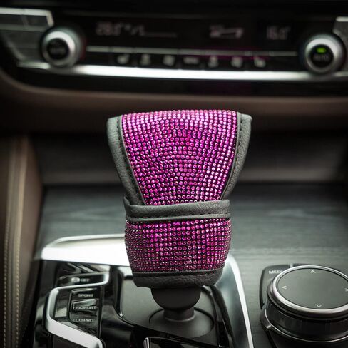 مجموعة داخلية للسيارة أرجوانية مكونة من 6 قطع، غطاء عجلة القيادة للنساء مع قواعد أكواب من حجر الراين، خطافات مسند رأس مقعد السيارة اللامعة، غطاء عجلة قيادة ماسي مناسب عالمي 14.5-15 بوصة in Kuwait