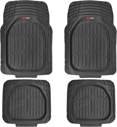 Motor Trend MT-921-BK FlexTough Tortoise - سجادات أرضية مطاطية شديدة التحمل لسيارة الدفع الرباعي والشاحنات والشاحنات - حماية من جميع الأحوال الجوية - طبق عميق (أسود) in Saudi Arabia