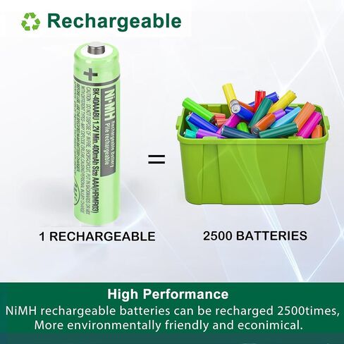 4 عبوات BK-40AAABU AAA حجم بطاريات الهاتف اللاسلكي 400 مللي أمبير NiMH AAA بطاريات قابلة للشحن 1.2 فولت للهواتف اللاسلكية باناسونيك، الإلكترونيات، أجهزة التحكم عن بعد in Saudi Arabia