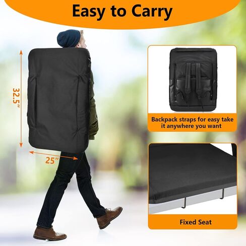 Suteck 25" Heated Stadium Seats for Bleachers with Back Support, Heated Stadium Chair for Outdoor Sport Events, 6 Reclining Positions, 3 Heat Mode, 5 Pockets 2pcs（No Include USB Power Bank） in Saudi Arabia