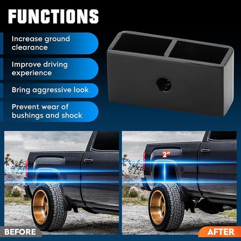 مجموعات رفع كتلة الرفع الخلفية مقاس 2 بوصة مناسبة لسيارة Chevy Avalanche 2500 2002-2006، Silverado 1500HD 2001-2006، Silverado 2500HD 2001-2010، Silverado 3500HD 2007-2010، لـ GMC Sierra 1500HD 2001-2006 in Saudi Arabia
