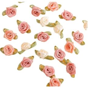 100Pcs 15mm Multicolor Mini Rose Satin Bows,DIY Sewing and Craft Appliques for Wedding Decor, Bridal Gifts,Fabric Ribbon Accessories, Hair/Bouquet Decoration