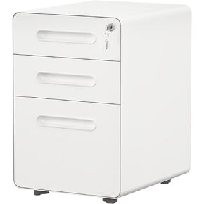YITAHOME 3-Drawer Rolling File Cabinet, Metal Mobile File Cabinet with Lock, Filing Cabinet Under Desk fits Legal/A4 Size for Home/Office, Fully Assembled-White