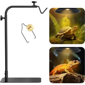 Reptile Heat Lamp Stand Adjustable 18"-32": Light Holder Fixture with Heavy Base for Bearded Dragon, Turtle, Snake, Lizard – Terrarium Heating Dome Lamps for Tank or Aquarium Use