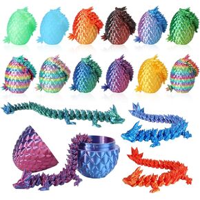 12PCS 3D Printed Dragon Eggs with Dragon Inside, Easter Egg Stuffers, Articulated Dragon Fidget Toy for Kid Boy Girls, Mystery Dragon Eggs for Kindergarten Graduation Gifts