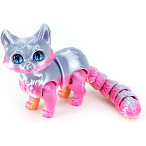 3D Printed Cat, Articulated Black Cat Toys for Adult, 3D Print Animals Fidget Toys Decor for Stress Relief, 3D Printing Cute Cat Desktop Pet (Light Purple)