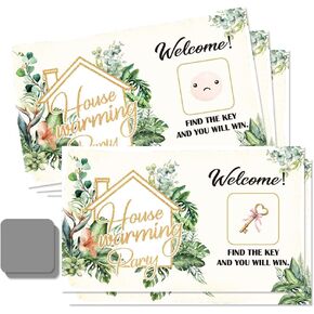 50 Psc Housewarming Scratch off Cards, Watercolors Plants Scratch Cards for Housewarming Rustic New Home New House Party Supplies, Housewarming Party Lottery Group Activity