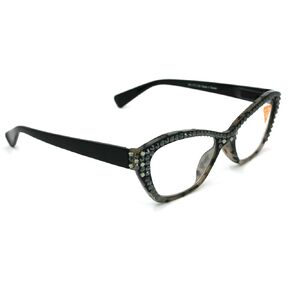 Jane, Women Reading Glasses Bling w Hematite n Black Diamond Genuine European Crystals. Black Tortoise, Full Top, Retro Cat eyes. NY Fifth Avenue.