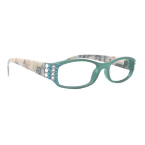 Rosie Bling Reading Glasses Women W (Clear N Turquoise) Genuine European Crystals (Turquoise/Green) NY Fifth Avenue (+1.75)