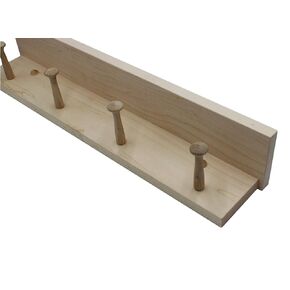 Unfinished Shelf Peg Rack - 4" Deep Top Shelf - Solid Maple - Made in The USA (35" With 6 pegs 4" Shelf, Square Edge Profile)