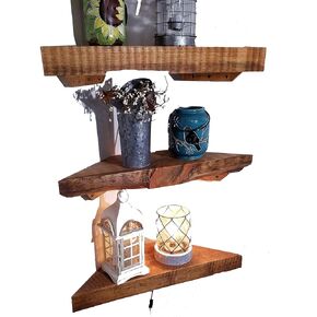 Rustic Solid Wood Floating Corner Shelf More Colors and Sizes Available