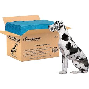 PETSWORLD Giant Dog Potty Pads, Odor-Eliminating, 36" x 36" 2400 Counts, Ultra Absorbent 5-Layer Leak-Proof Training Pads for Dogs & Cats