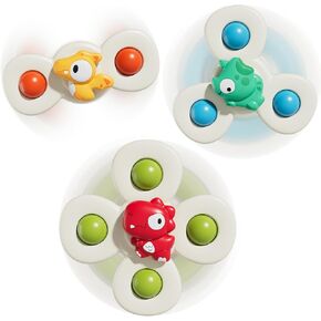 Dinosaur Suction Cup Spinner Toys for 1 Year Old Girls, Baby Toys for Kids Ages 1-3, Travel Sensory Rotating Fidget Gift for 1 2 Boys Girls Toddlers Birthday Christmas