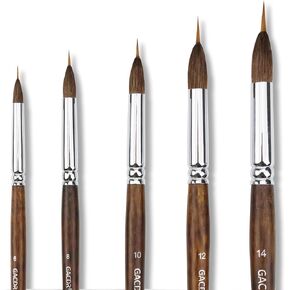 Watercolor Brushes Set - 5Pcs Extended Needle Point Artist Paint Brushes Professional Liner Brush - Synthetic Sable Hair Thin Paint Brushes for Watercolor Acrylic & Gouache