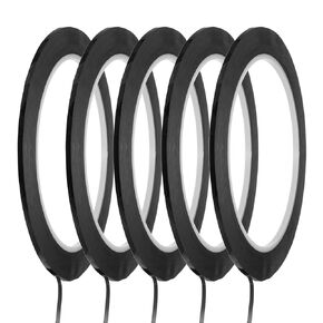 MECCANIXITY Whiteboard Tape 5/64" / 2mm Self Adhesive Graphic Chart Line Tape 72 Yard Grid Marking Stickers for Pinstripe Dry Erase Board Scrapbooking DIY Art Crafts, Black, Pack of 5
