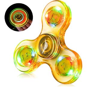 WELLVO LED Fidget Spinner for Kids Adults, Light up Sensory Fidget Toys for Kids 4-8 8-12 Anxiety Stress Relief, Classroom Prizes Glow in The Dark Hand Fidget Spinner Boys Girls Birthday Gifts