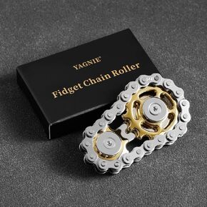 Metal Fidget Chain Hand Finger Spinners Spinning Roller Toy for Adults,Cool Office Home Classroom Traval Desk Meeting Gadgets Gifts for ADHD ADD Autism and Stress Anxiety Relief.(Golden)