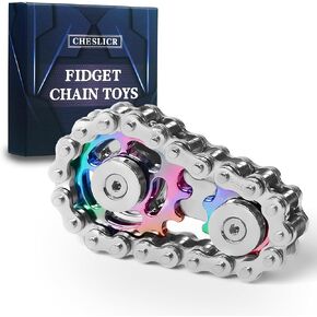 Fidget Spinners Toys for Adults Metal Figette Bike Chain Pain Stim Fidgets Toy for Teens ADHD Cool Gadgets Desk Offices Gift Anxiety Relief Items Stress Tool Sensory Spiky Toy for Autism - Colorful