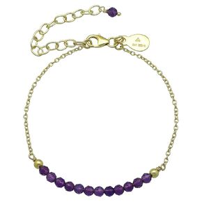 Clear Quartz Bracelet for Women, Certified 925 Sterling Silver with Plated 18K Gold Bracelets for Women - Crystals and Healing Stone Bracelet with Chain Women Jewelry for Gift (Faceted)