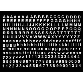 Block Font Letters Numbers 299 pcs 3/16 Inch White Fused Glass Decals