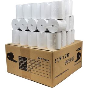 (55 GSM Paper Thickness Coreless) 3-1/8" x 230' (50 Rolls - 1 Case) Bpa Free Thermal Receipt Printer Paper | No Branding | Blank Tabs | Drop Shipping
