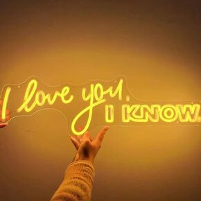 Custom I Love You I Know Logo Neon Sign, LED Neon Light Flex Transparent Acrylic Wedding Gift Sign Led Light Letter Board Party LED Sign Wedding Gift for Home Decor Wedding Birthday Signs (5V USB)